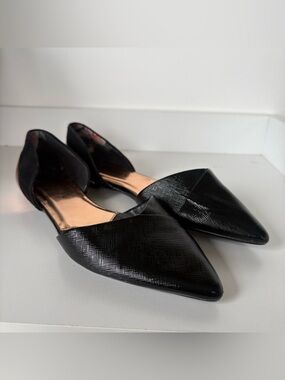 Ted Baker London Black D'Orsay Flats Rose Gold Heel Accents Size 36